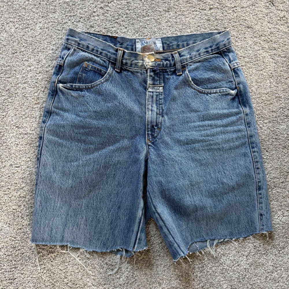 Marithe Francois Girbaud Vintage Denim Cut Off Shorts Blue USA Size 11/12